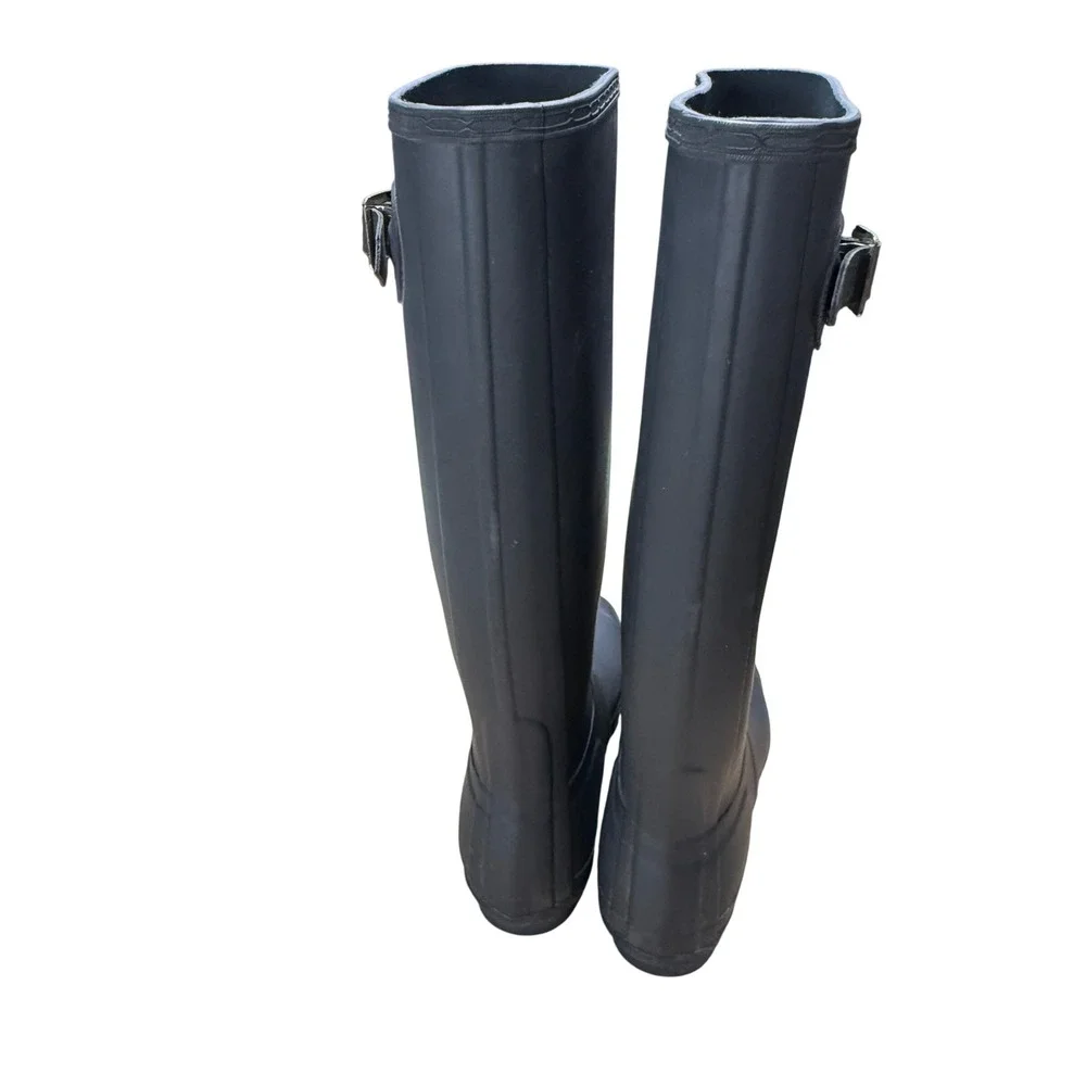 Hunter Original Tall Rain Boots‎ Matte Black/grey Waterproof Rubber W 9 EU 40/41